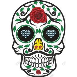 Vibrant Dia de los Muertos Decorative Skull