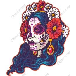 Vibrant Sugar Skull with Flowers