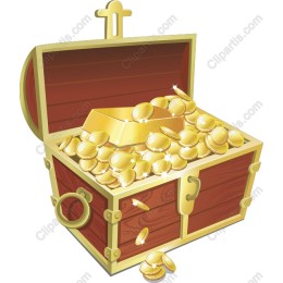 Treasure Chest Filled with Gold Coins