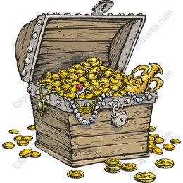Treasure Chest - Gold Coins and Jewels