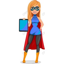 Female Superhero with Tablet