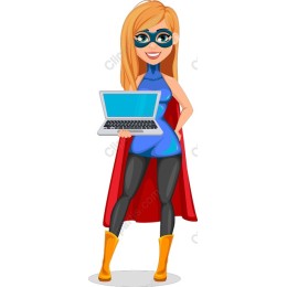 Empowering Female Superhero with Laptop