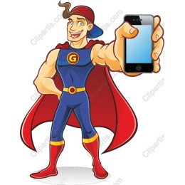 Superhero Character with Smartphone