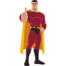 Heroic Character with Thumbs-Up Gesture