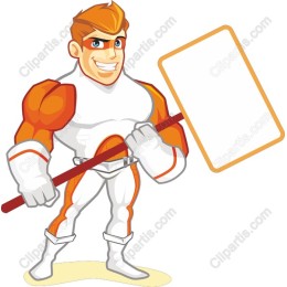 Dynamic Superhero with Blank Sign
