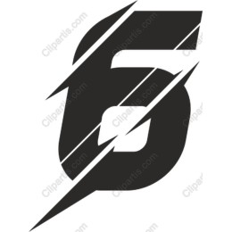 Bold Lightning Bolt with Number 6