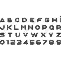 Modern Outline Alphabet & Numbers Set
