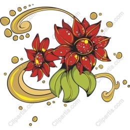 Vibrant Red Flower with Golden Swirl