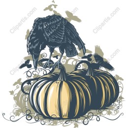 Autumn Crow and Pumpkin