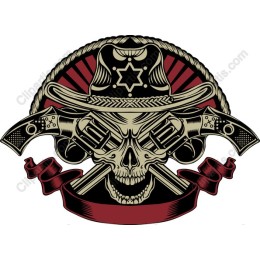 Cowboy Skull with Revolvers
