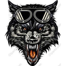 Fierce Wolf Head with Goggles