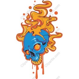 Flaming Blue Skull