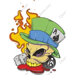 Edgy Skull with Hat and Playing Cards