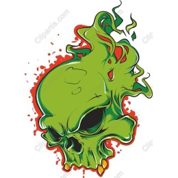 Vibrant Green Skull with Smoke