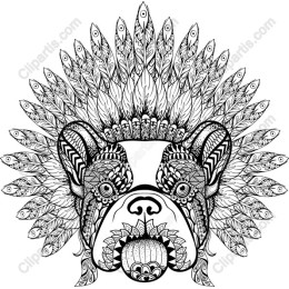 Intricate Animal Head with Feathered