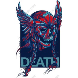 Winged Skull with Braids