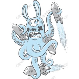 Whimsical Octopus-Rabbit Rocket