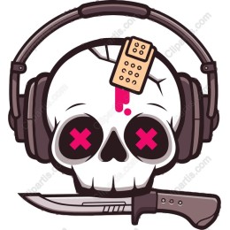 Edgy Skull with Headphones