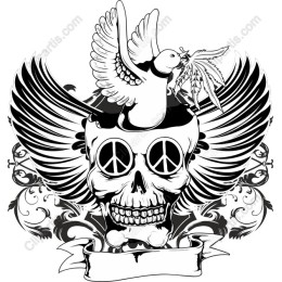 Peaceful Skull with Wings
