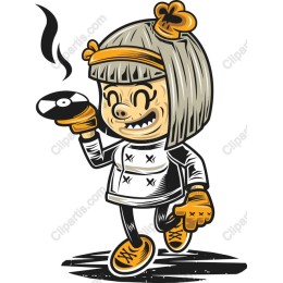 Playful Retro Vinyl Record Girl