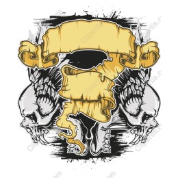 Edgy Skull with Ornate Banner