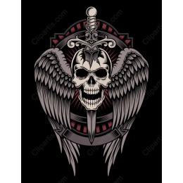 Edgy Skull with Wings