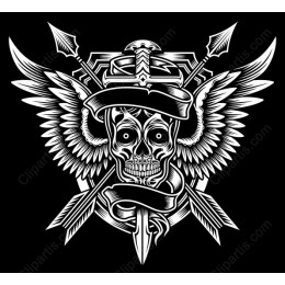 Warrior Skull with Wings