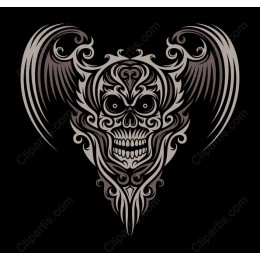Vintage Skull with Wings