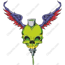 Vibrant Skull with Wings