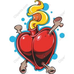 Fiery Heart with Crossbones