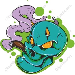 Teal Skull with Smoke