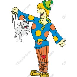 Whimsical Clown with Goat Puppet