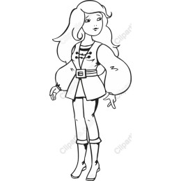 Stylish Fashionable Woman Line Art