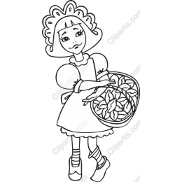 Whimsical Girl with Basket of Flowers