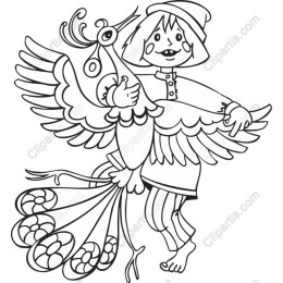 Whimsical Character and Bird