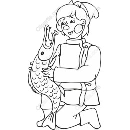 Cheerful Child with Fish