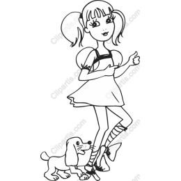 Playful Girl with Dog