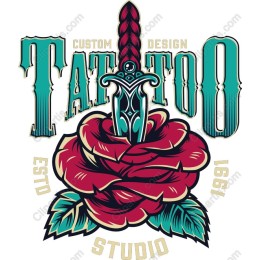 Custom Tattoo Studio Rose and Dagger