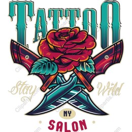 Bold Tattoo Salon with Rose and Daggers