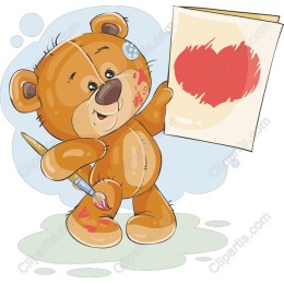 Cute Cartoon Teddy Bear with Heart Canvas