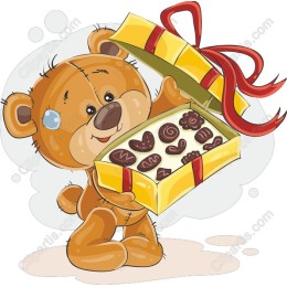 Cute Teddy Bear with Chocolates