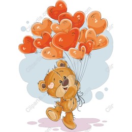 Cheerful Teddy Bear with Heart Balloons