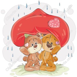 Charming Teddy Bears Under Mushroom