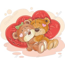 Cute Bear Couple Hugging on Hearts