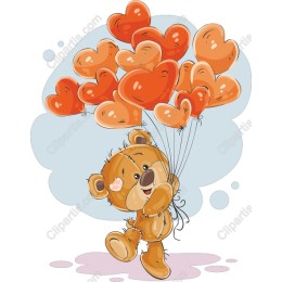 Charming Bear with Heart Balloons