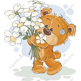 Adorable Teddy Bear with Flowers