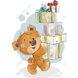 Cheerful Teddy Bear with Gift Boxes