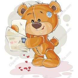 Cute Teddy Bear Holding Love Letter