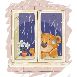 Adorable Teddy Bear Window