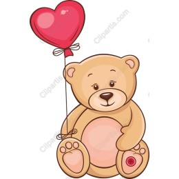 Cute Teddy Bear with Heart Balloon